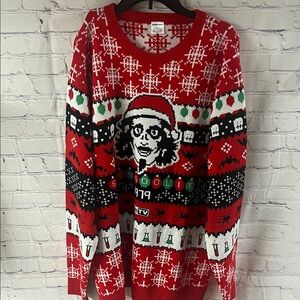 Mens ME TV Svengoolie Red and Black Graphic Sweater. Ugly Christmas NWOT